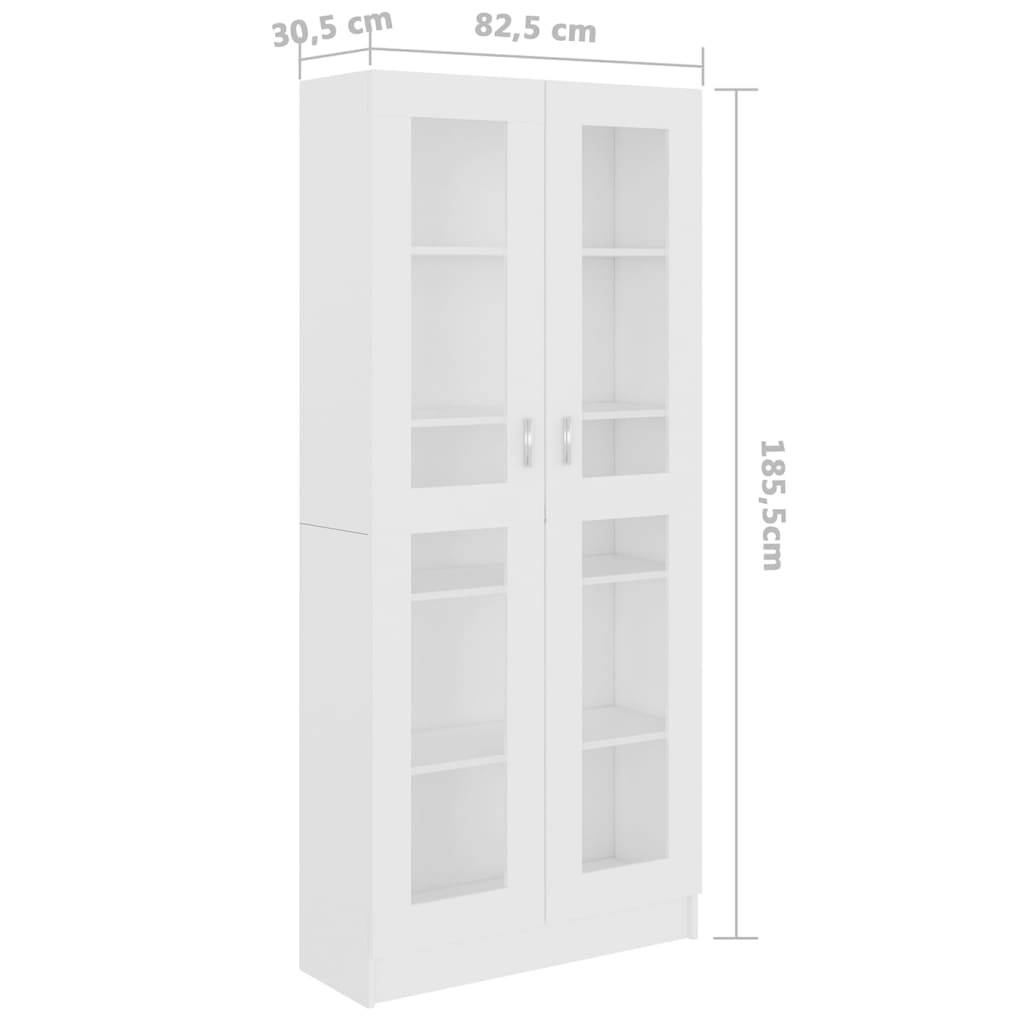 Vitrinenschrank Weiß 82,5x30,5x185,5 cm Spanplatte-3