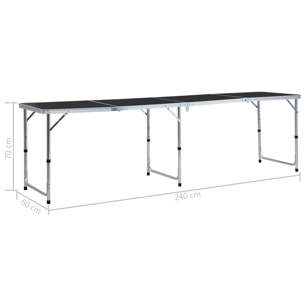 vidaXL Klappbarer Campingtisch Grau Aluminium 240 x 60 cm-3