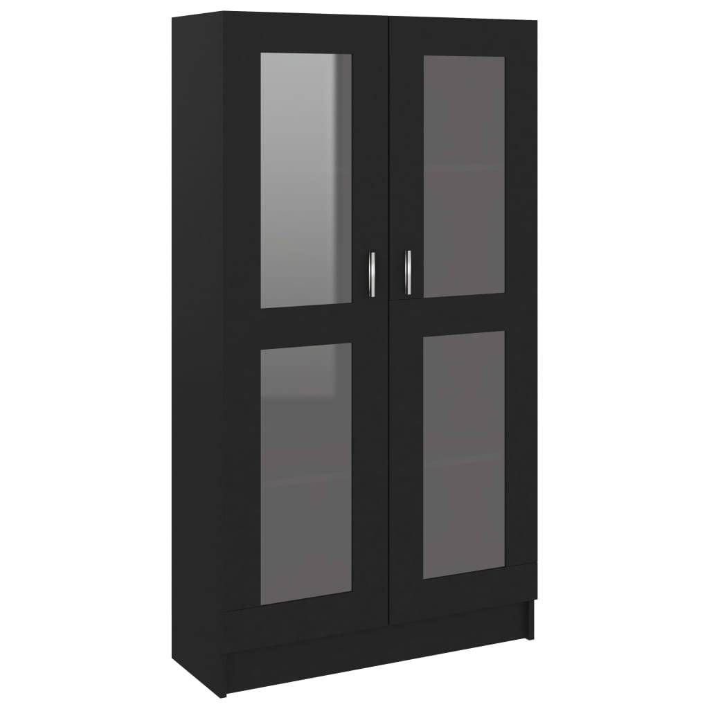 Vitrinenschrank Schwarz 82,5x30,5x150 cm Spanplatte-0