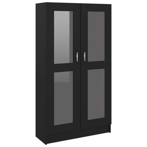 Vitrinenschrank Schwarz 82,5x30,5x150 cm Spanplatte