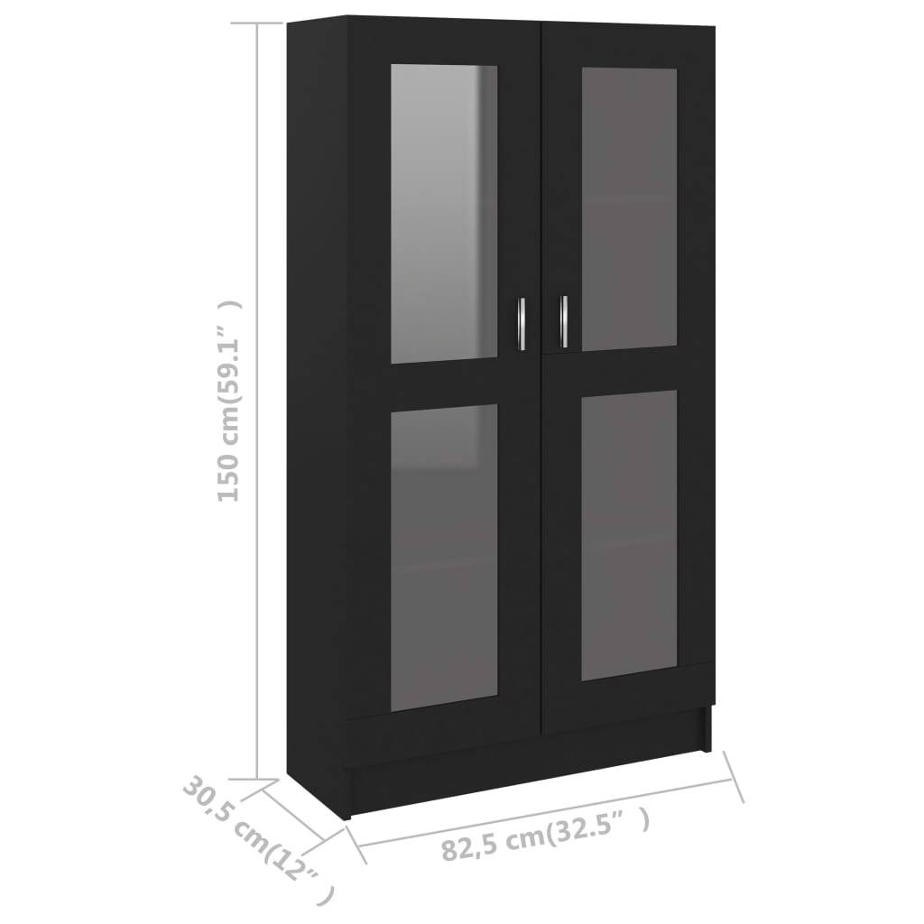 Vitrinenschrank Schwarz 82,5x30,5x150 cm Spanplatte-3