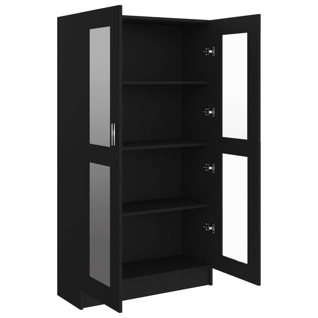 Vitrinenschrank Schwarz 82,5x30,5x150 cm Spanplatte-4