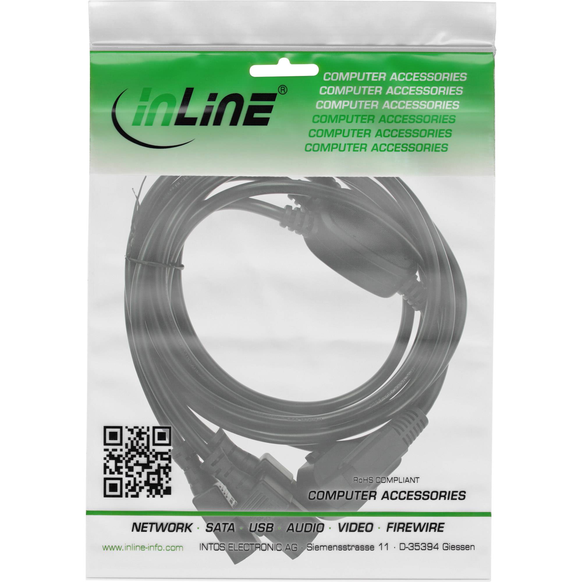 InLine® Netz-Y-Kabel, 1x Schutzkontaktstecker zu 3x Kaltgerätestecker, 1m-1