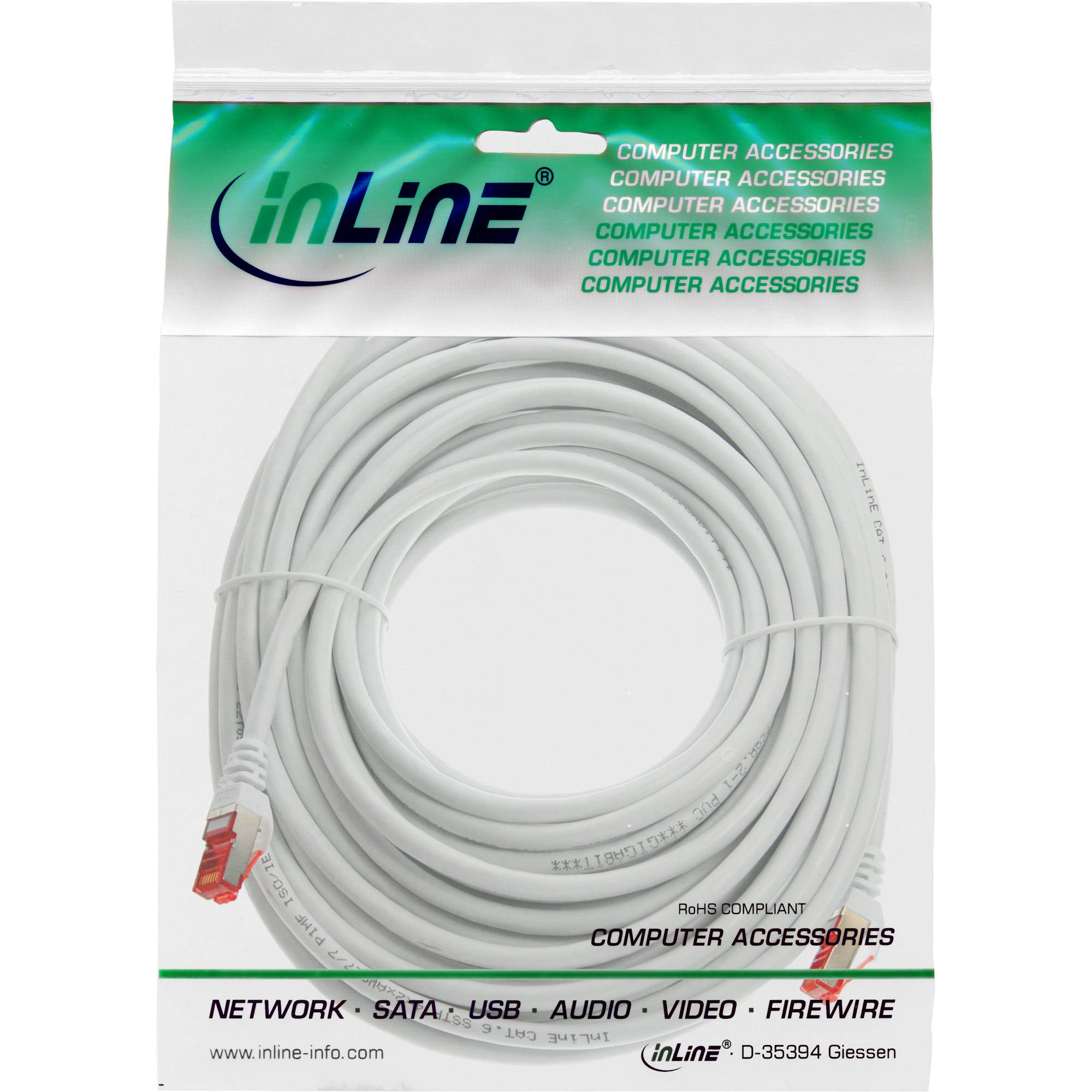 InLine® Patchkabel, S/FTP (PiMf), Cat.6, 250MHz, PVC, Kupfer, weiß, 25m-2