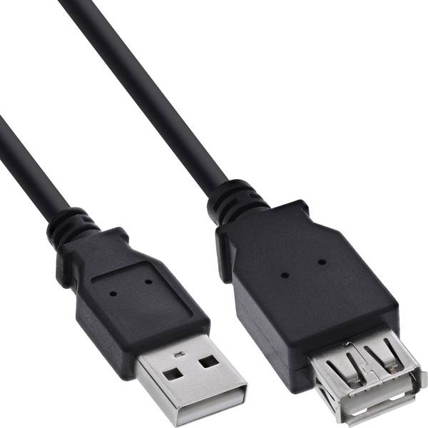 InLine® USB 2.0 Verlängerung, Stecker / Buchse, Typ A, schwarz, 2m