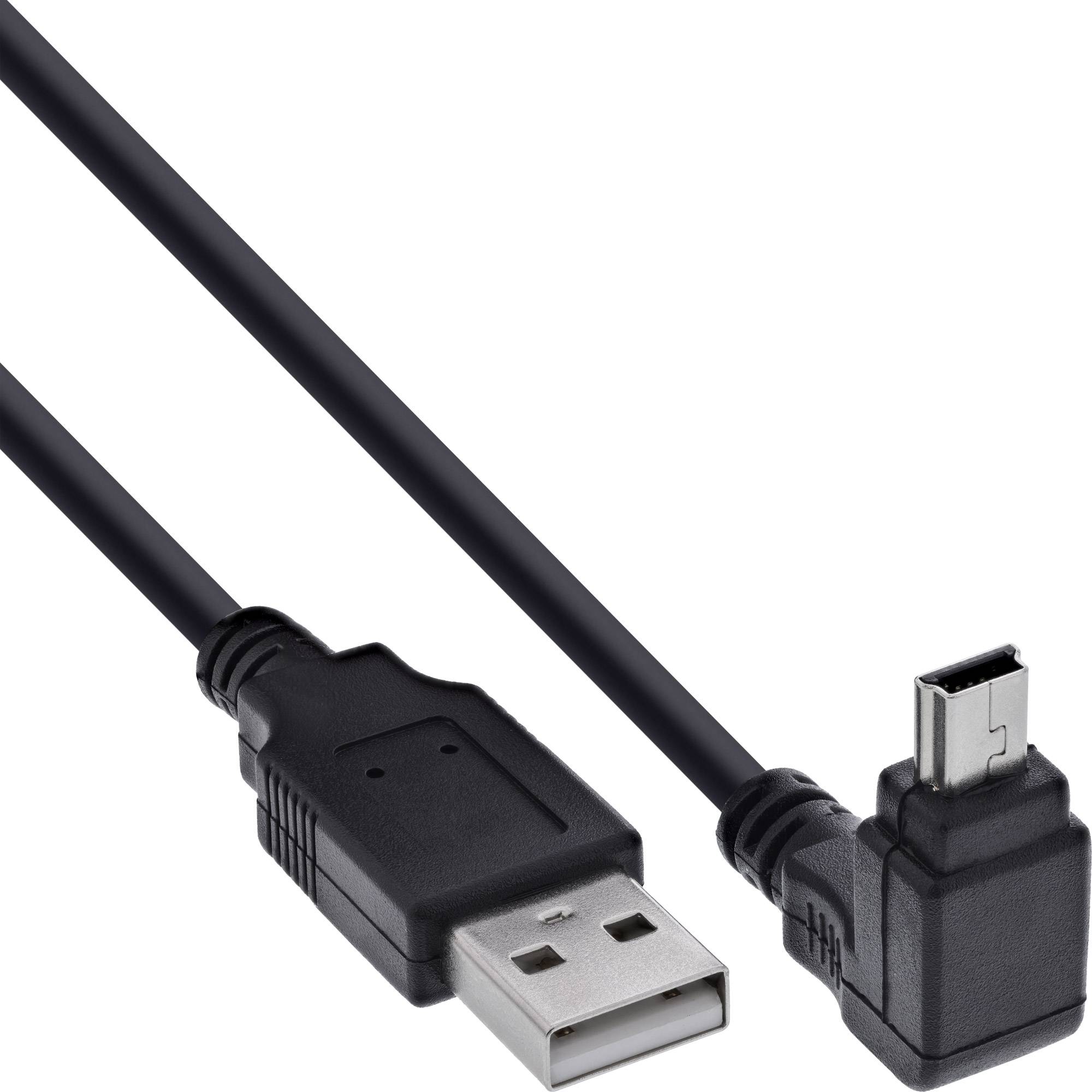 InLine® USB 2.0 Mini-Kabel, ST A/Mini-B ST (5pol) oben abgew. 90°, schwarz, 1,5m-0