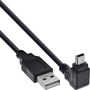InLine® USB 2.0 Mini-Kabel, ST A/Mini-B ST (5pol) oben abgew. 90°, schwarz, 1,5m