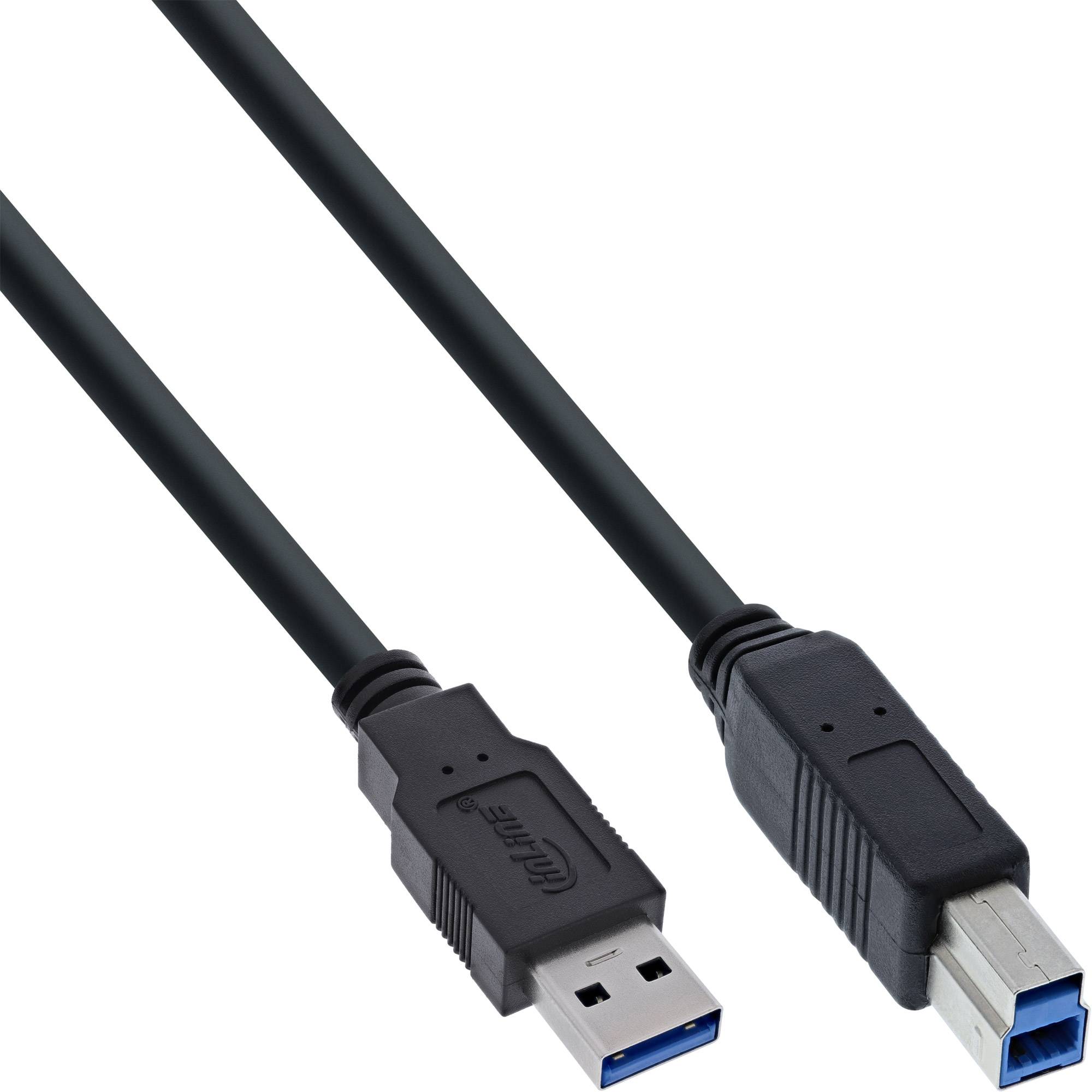 InLine® USB 3.2 Gen.1 Kabel, A an B, schwarz, 0,3m-0