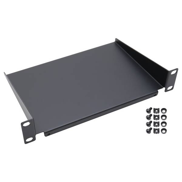 HMF 63399 Fachboden für Serverschrank, 10 Zoll, 1 HE, 254 x 150 x 45 mm, Schwarz