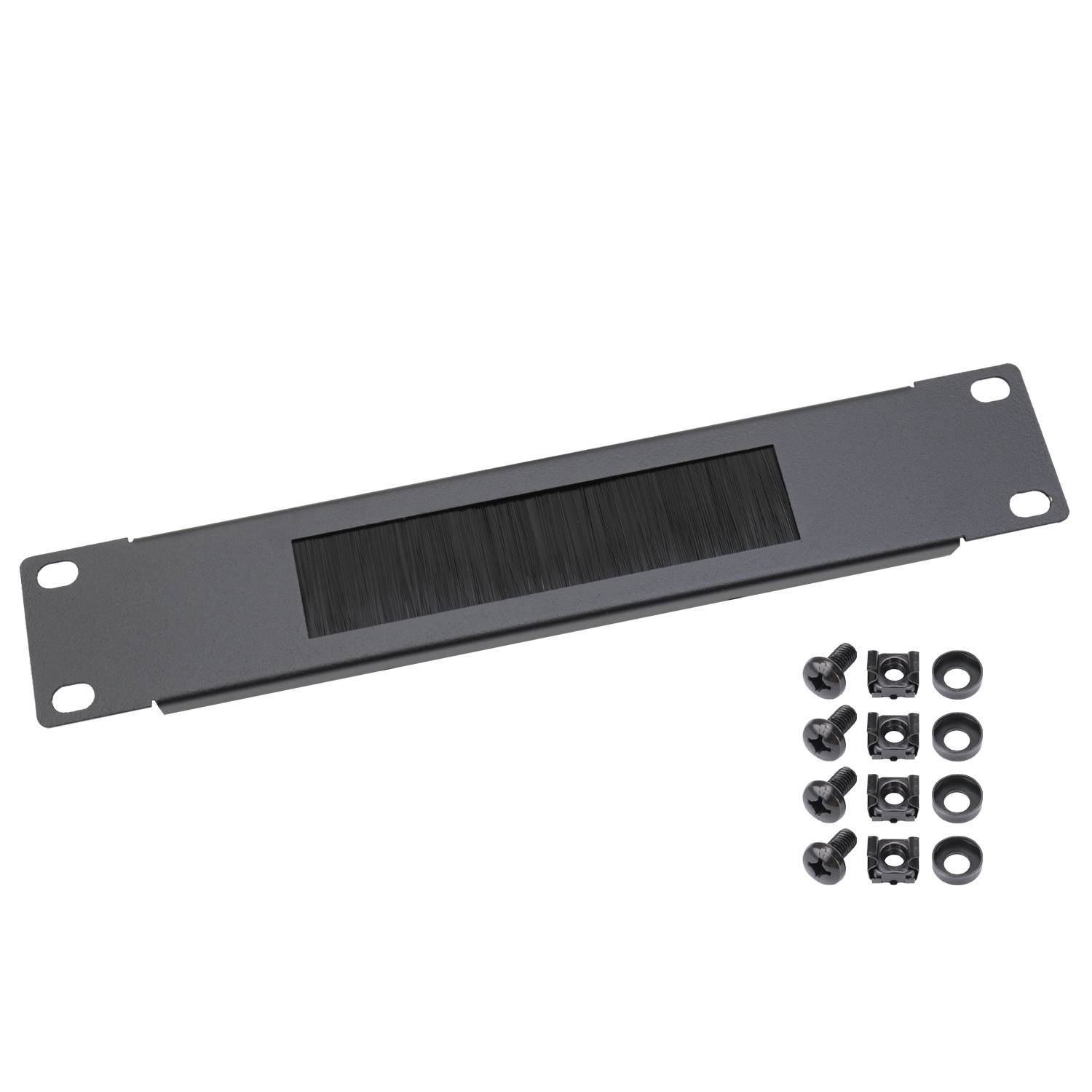 HMF 63389 Kabeldurchführung mit Bürsteneinsatz für Serverschrank, 10 Zoll, 1 HE, Schwarz-0