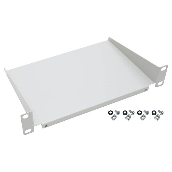 HMF 63399 Fachboden für Serverschrank, 10 Zoll, 1 HE, 254 x 150 x 45 mm, Lichtgrau