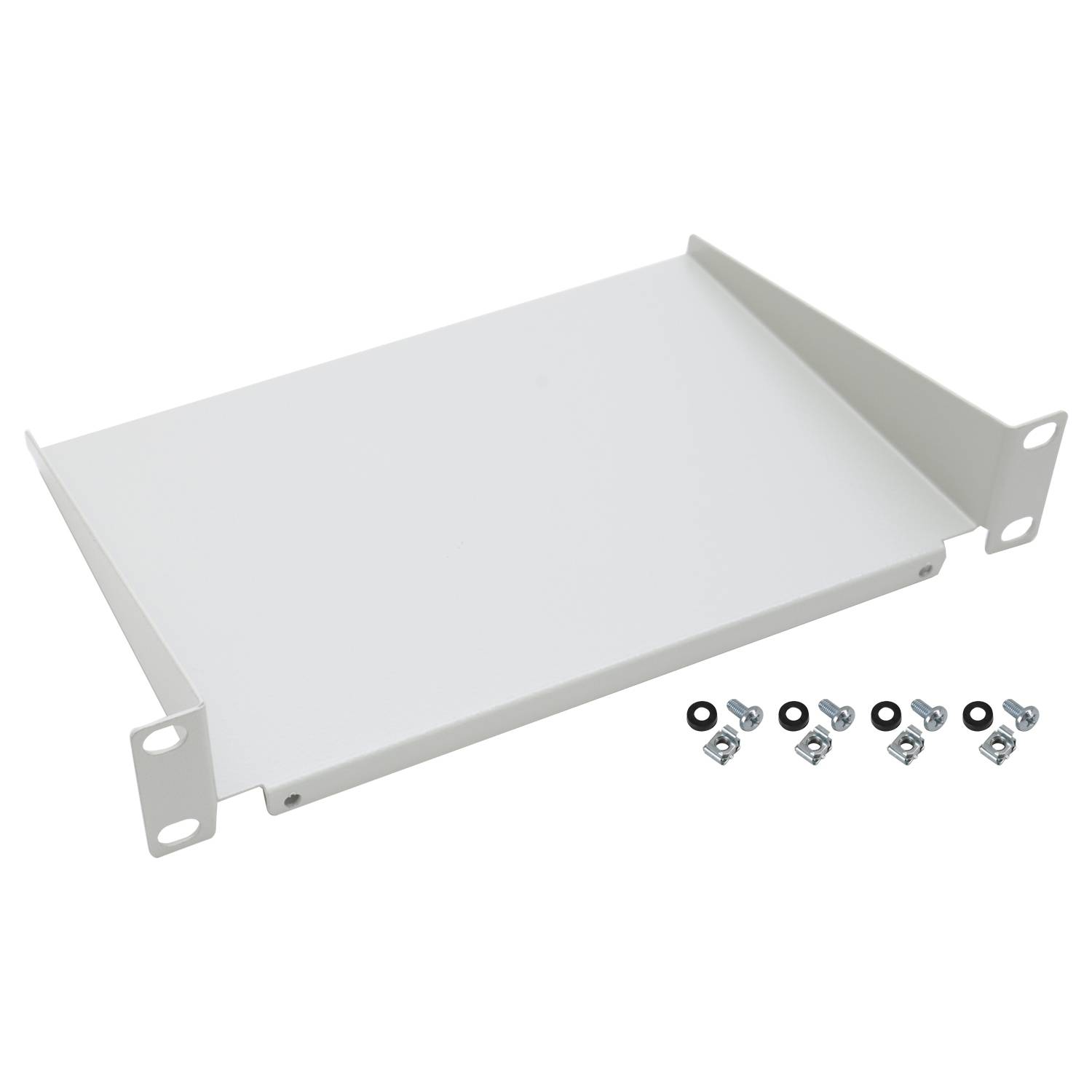 HMF 63399 Fachboden für Serverschrank, 10 Zoll, 1 HE, 254 x 150 x 45 mm, Lichtgrau-0