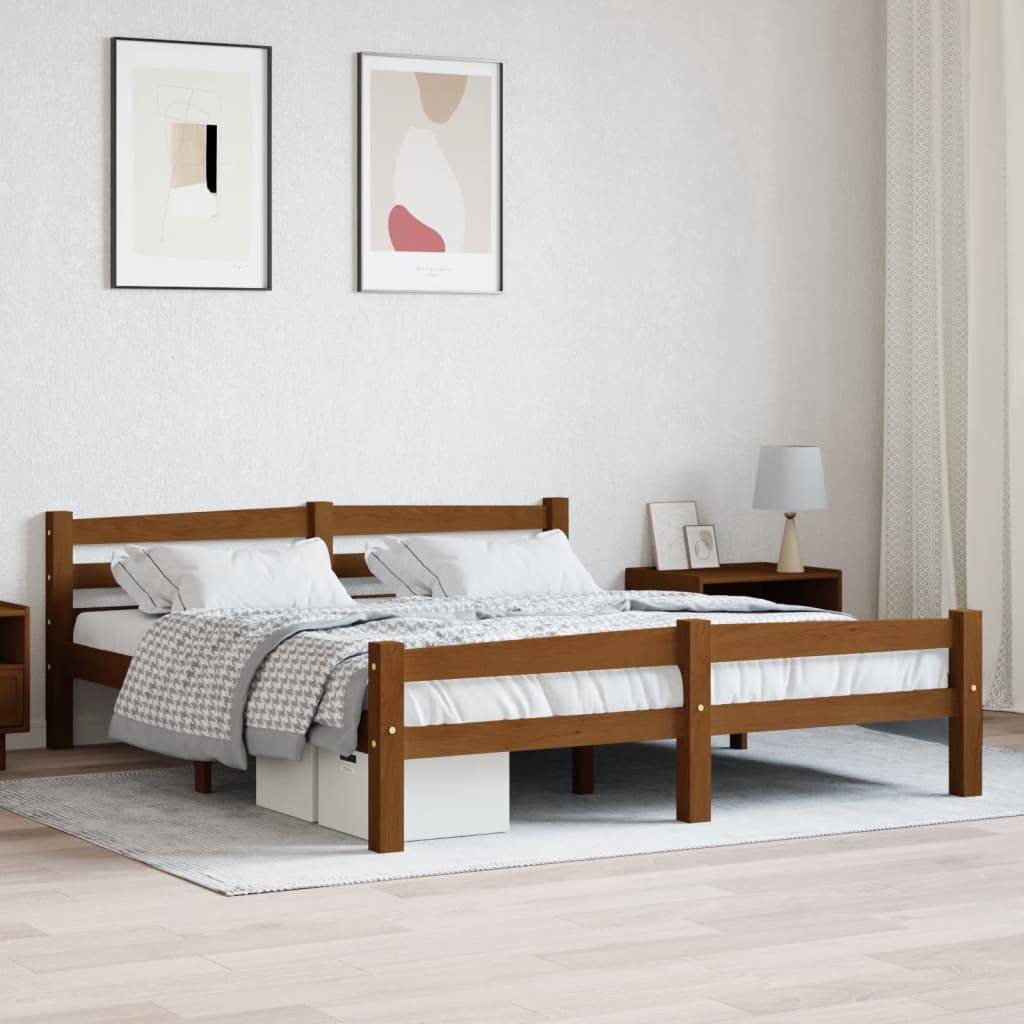 Bettgestell Honigbraun Massivholz Kiefer 160x200 cm-1