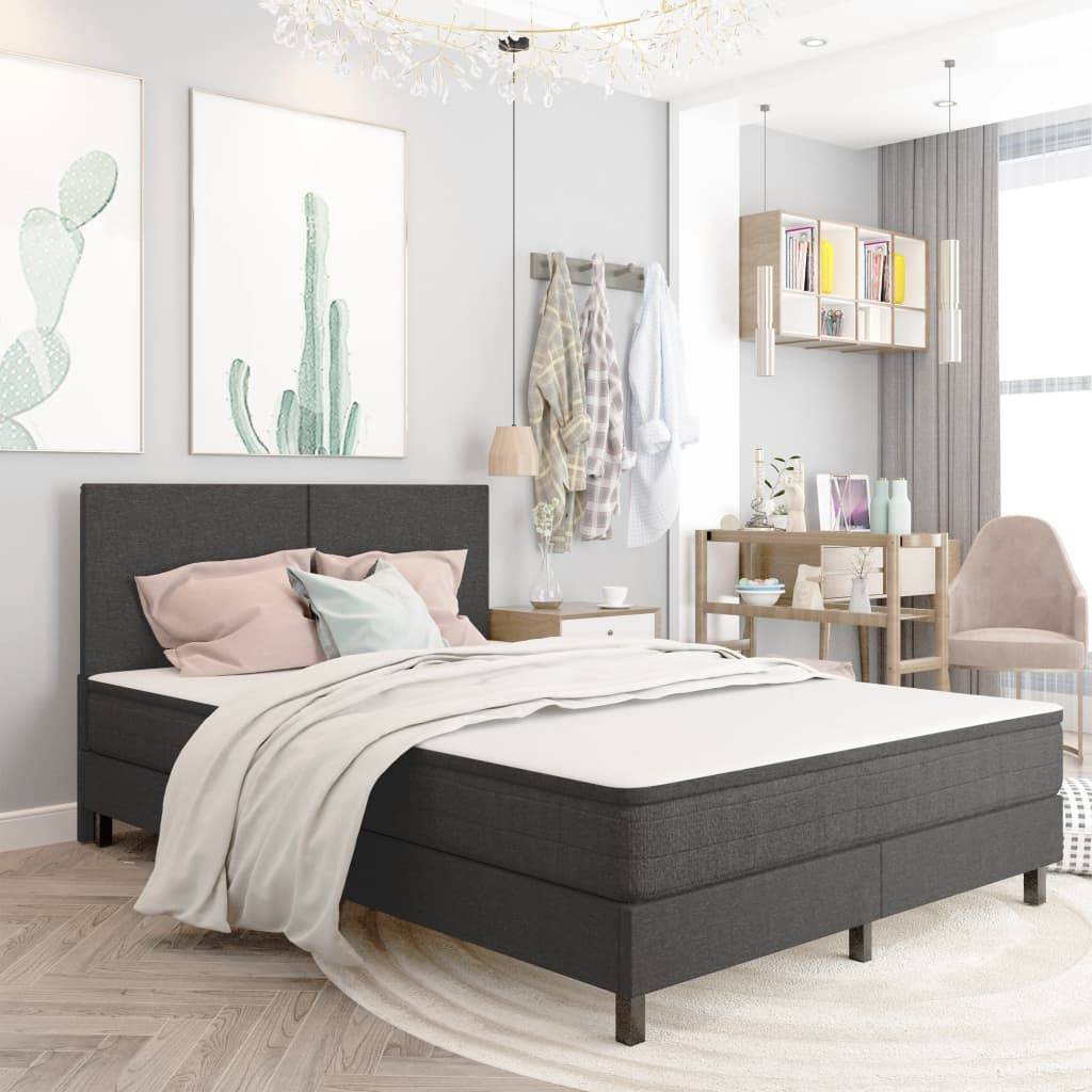 Boxspringbett Dunkelgrau Stoff 160x200 cm-1