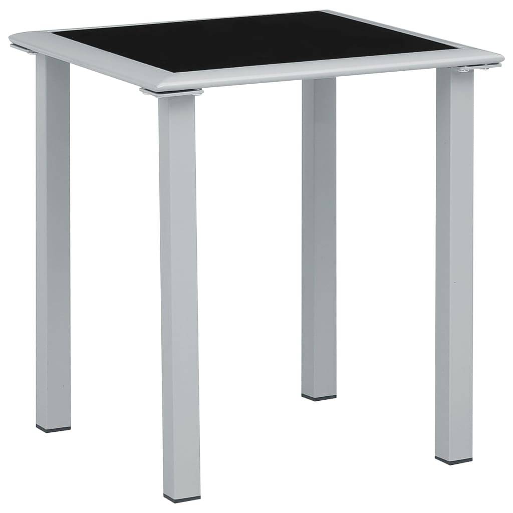 vidaXL Gartentisch Schwarz und Silbern 41x41x45 cm Stahl und Glas-0