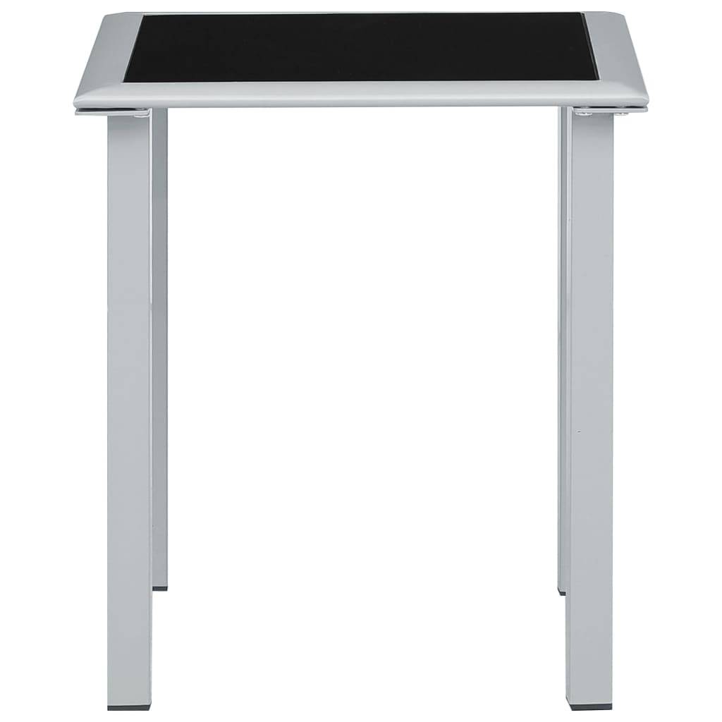 vidaXL Gartentisch Schwarz und Silbern 41x41x45 cm Stahl und Glas-3