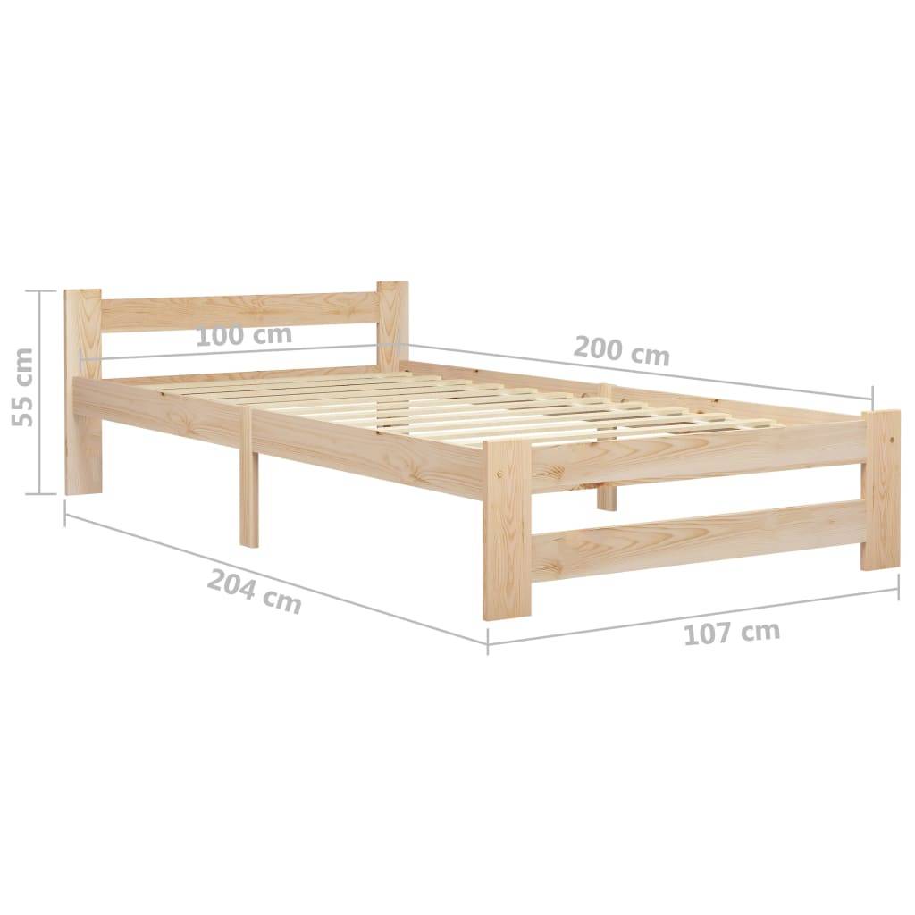 vidaXL Massivholzbett Kiefer 100x200 cm-3