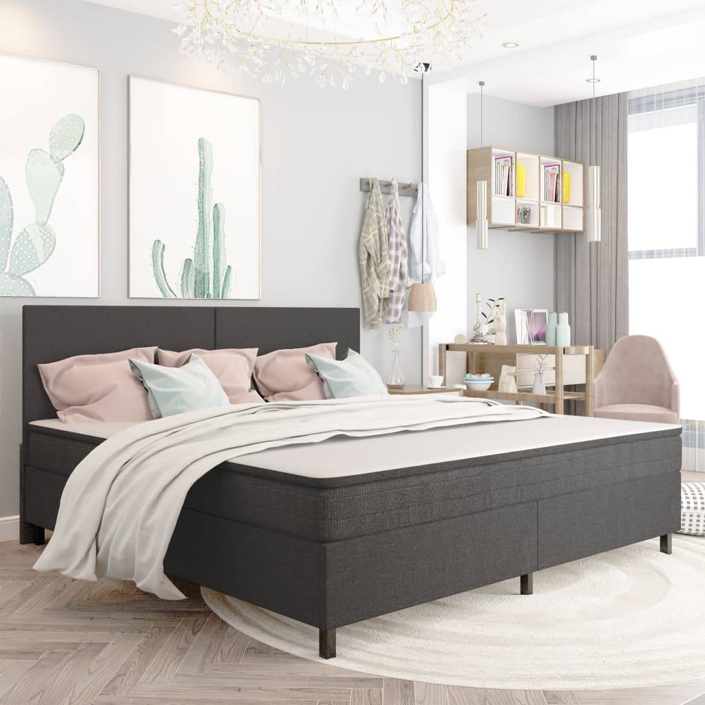 Boxspringbett Dunkelgrau Stoff 200x200 cm-1