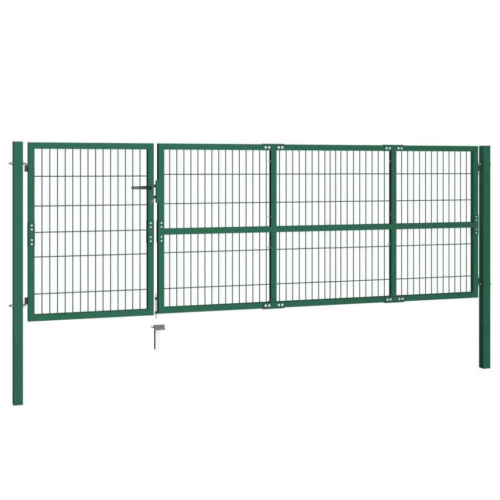 vidaXL Gartentor mit Pfosten 350x100 cm Stahl Grün-4