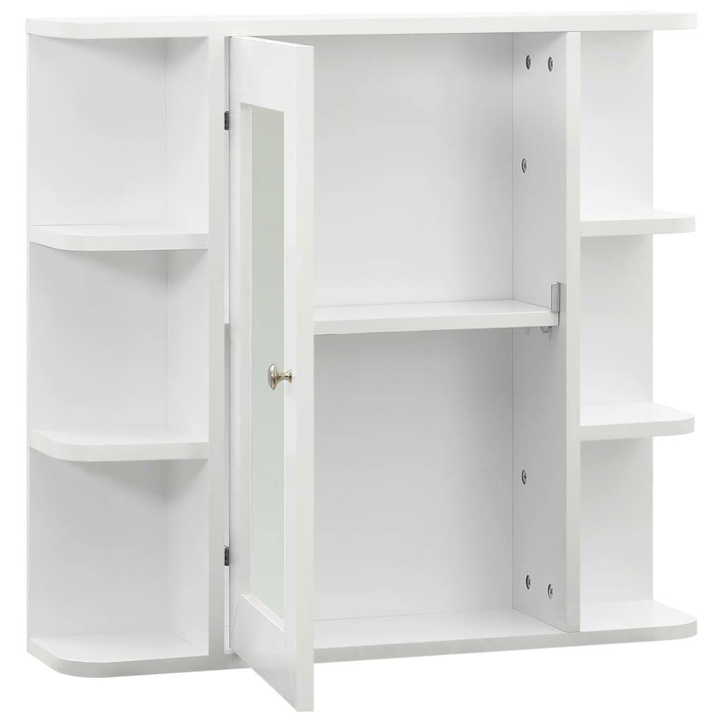 vidaXL Bad-Spiegelschrank Weiß 66x17x63 cm MDF-3