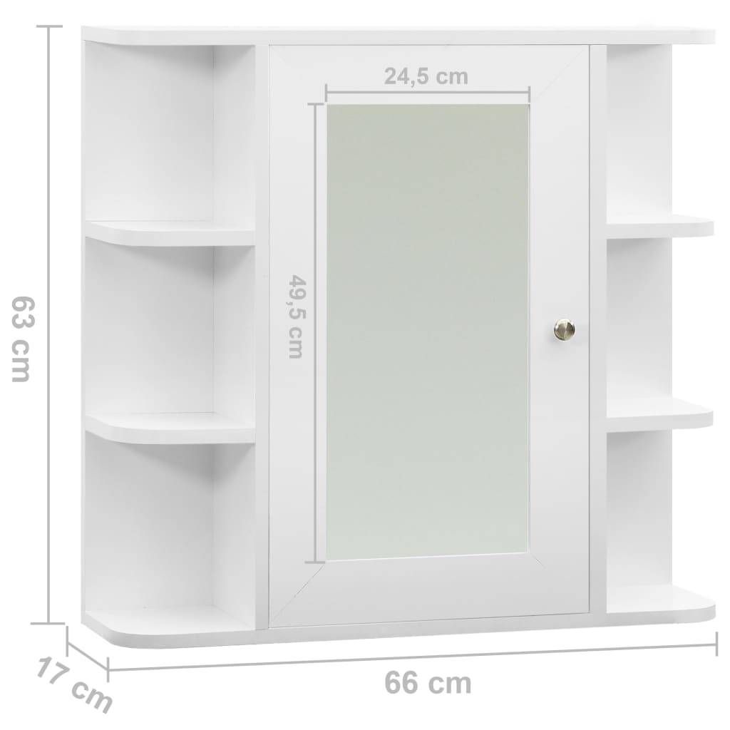 vidaXL Bad-Spiegelschrank Weiß 66x17x63 cm MDF-4