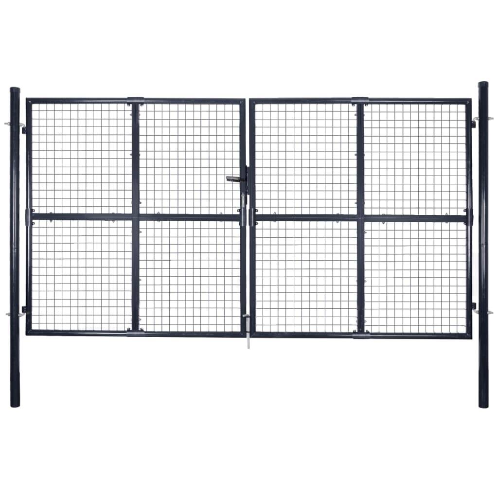 Mesh-Gartentor Verzinkter Stahl 289 x 200 cm Grau-0