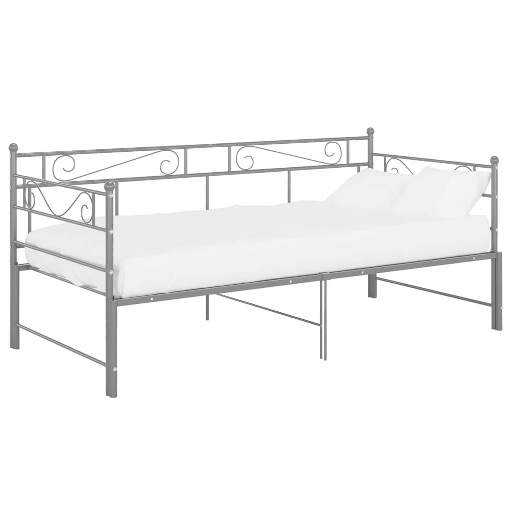 Ausziehsofa Bettgestell Grau Metall 90x200 cm