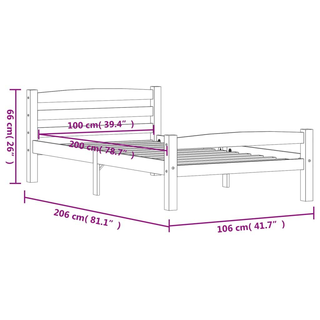 Bettgestell Massivholz Kiefer 100x200 cm-3