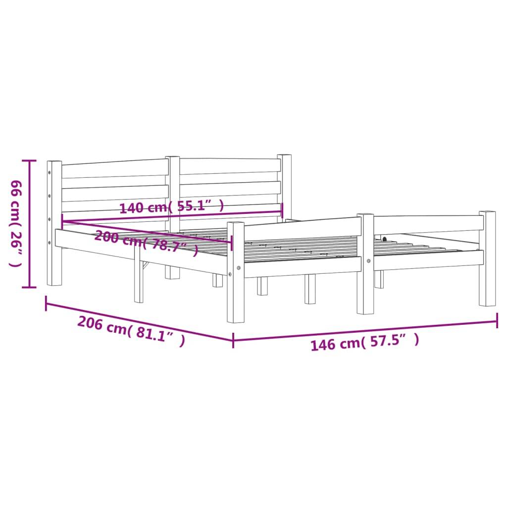 vidaXL Massivholzbett Kiefer 140x200 cm-3