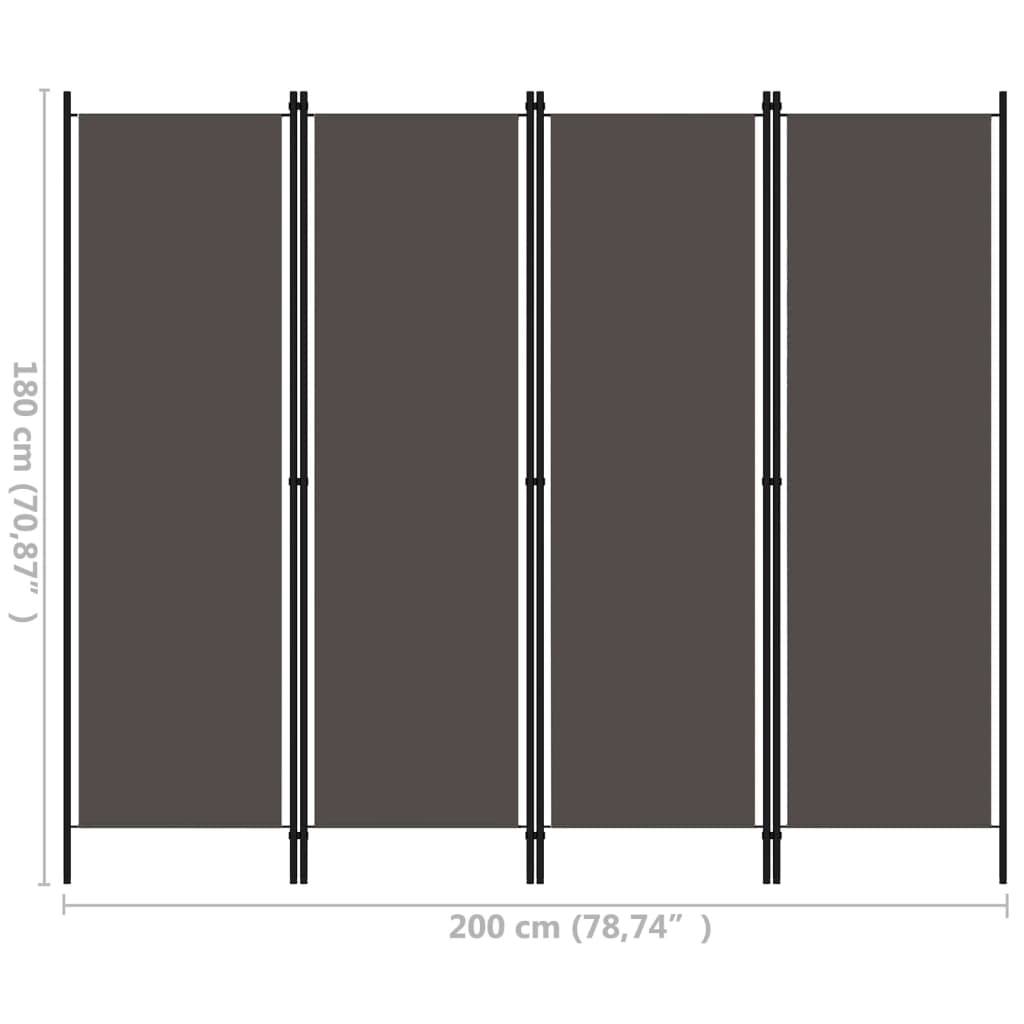 vidaXL 4-tlg. Raumteiler Anthrazit 200x180 cm-3