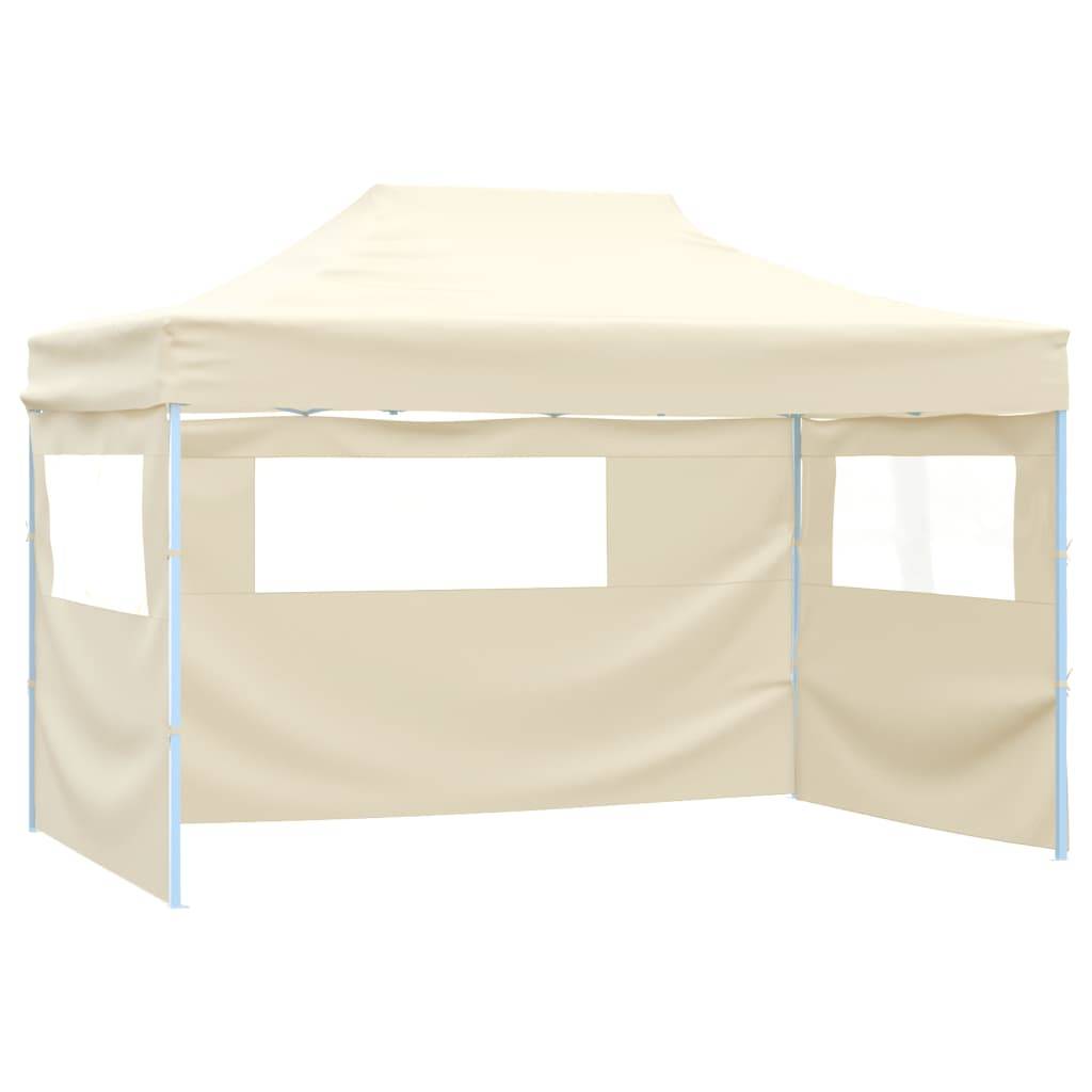vidaXL Faltzelt mit 3 Seitenteilen 3x4,5 m Creme-0