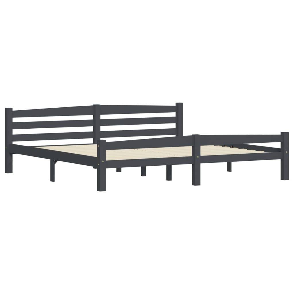 Bettgestell Dunkelgrau Massivholz Kiefer 200x200 cm-2