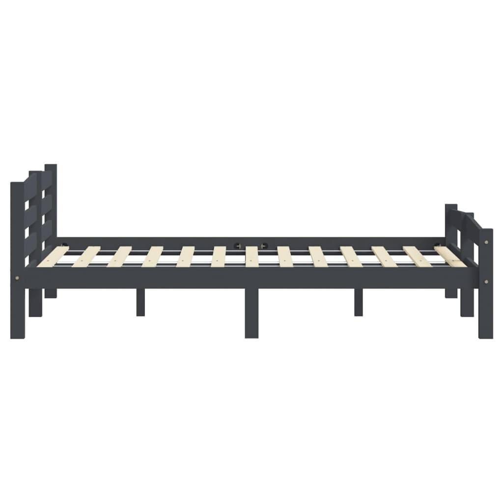 Bettgestell Dunkelgrau Massivholz Kiefer 200x200 cm-4