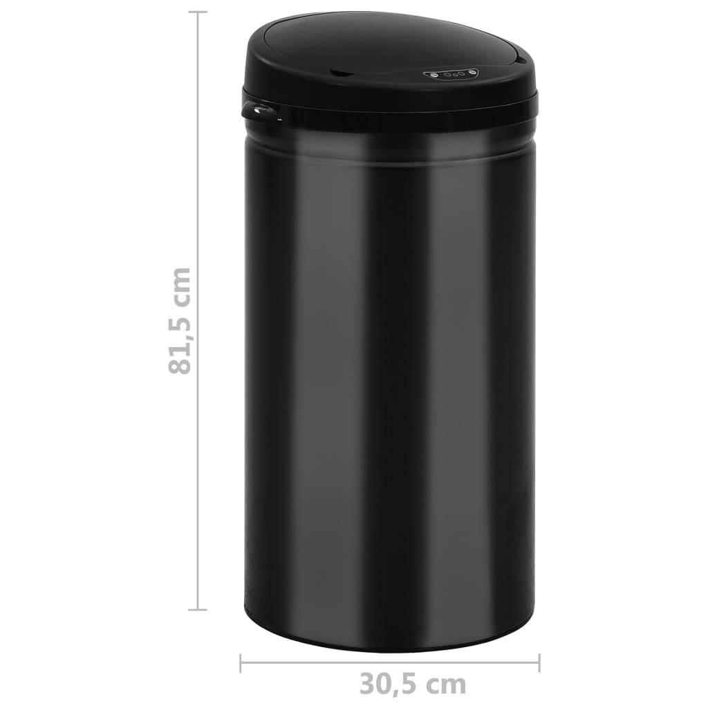 vidaXL Automatischer Sensor-Mülleimer 50 L Kohlenstoffstahl Schwarz-2