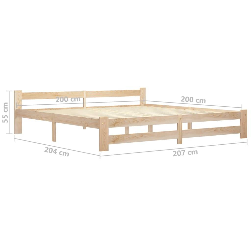 Bettgestell Massivholz Kiefer 200x200 cm-4