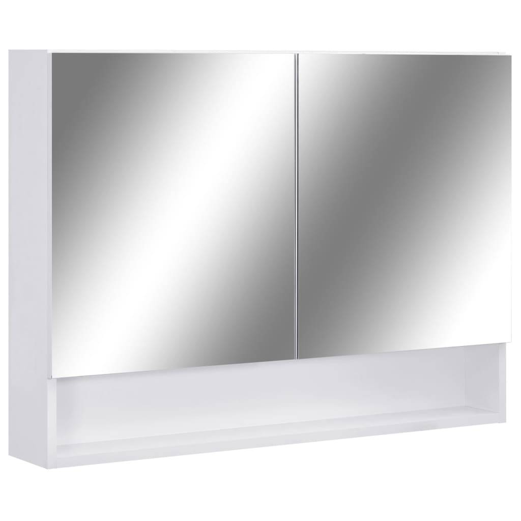 LED-Bad-Spiegelschrank Weiß 80x15x60 cm MDF-2