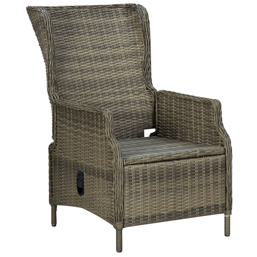 vidaXL Verstellbarer Gartensessel mit Auflagen Poly Rattan Braun-4