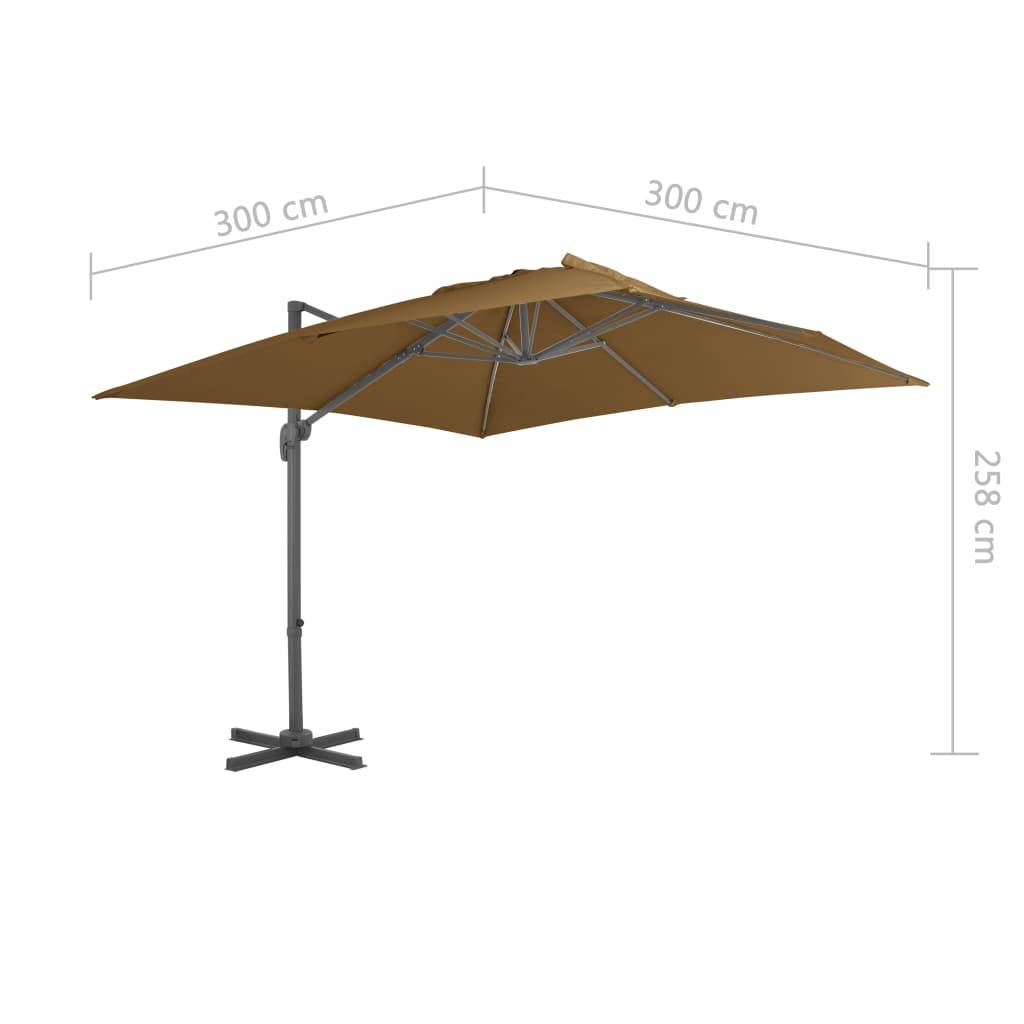 Ampelschirm mit Aluminium-Mast Taupe 300 x 300 cm-3