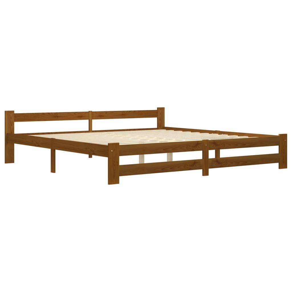 Bettgestell Honigbraun Massivholz Kiefer 200x200 cm-1