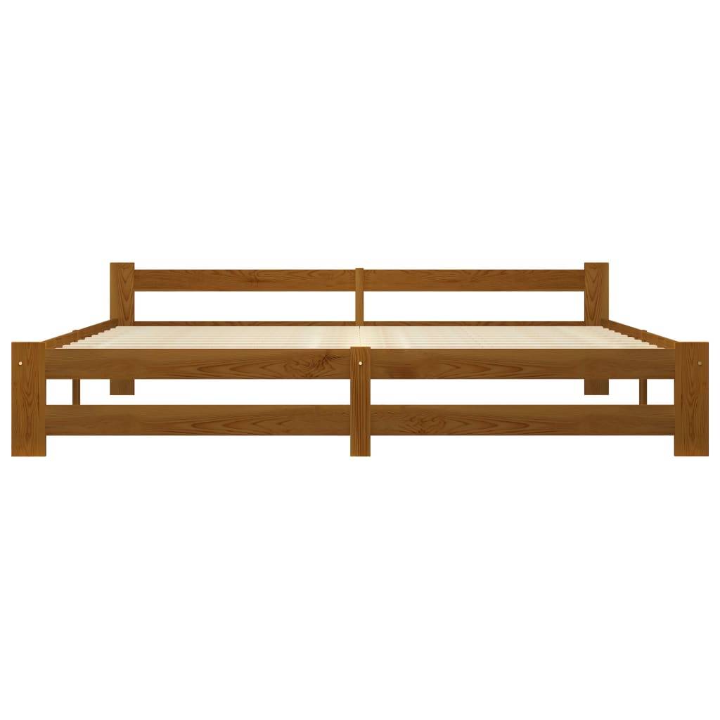 Bettgestell Honigbraun Massivholz Kiefer 200x200 cm-2