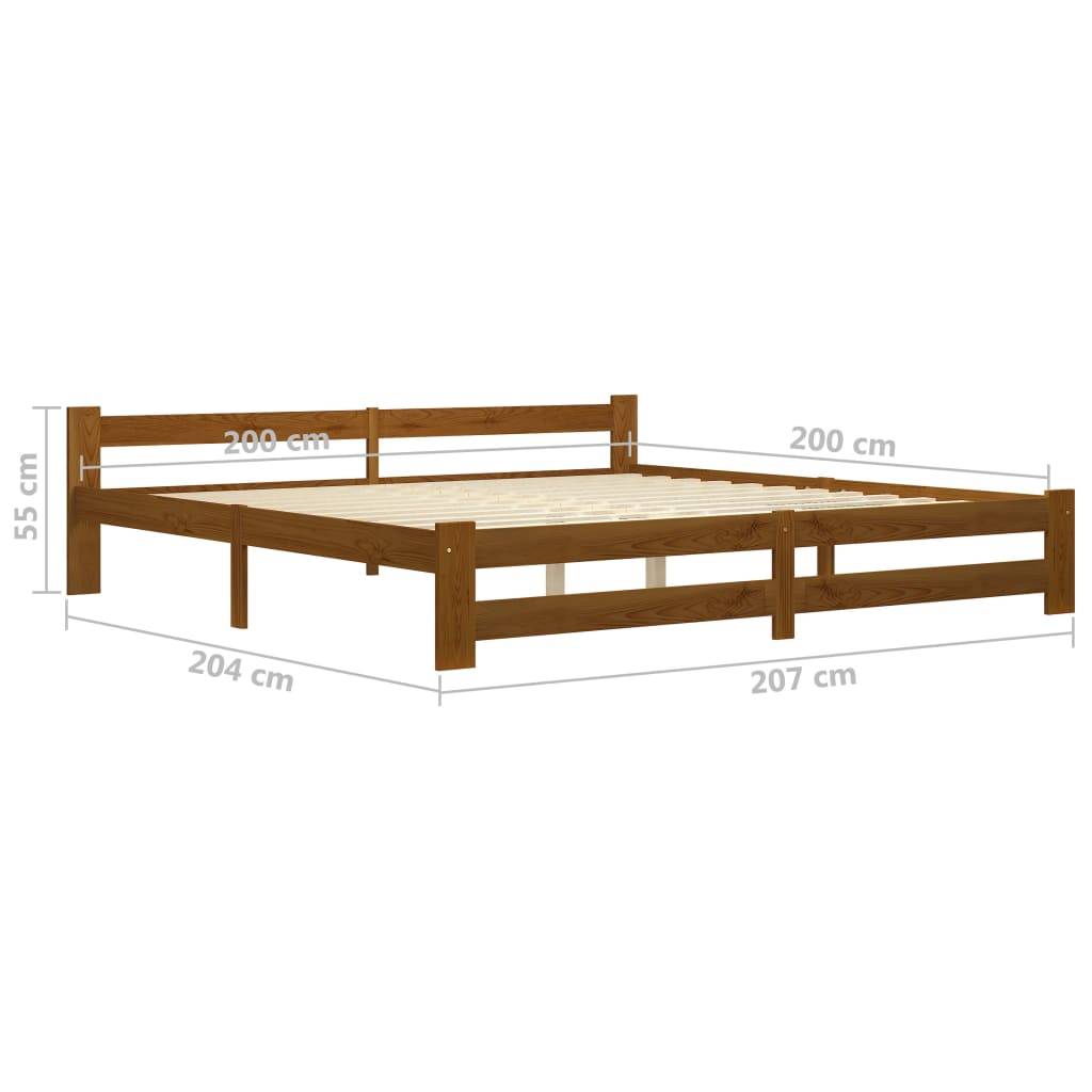 Bettgestell Honigbraun Massivholz Kiefer 200x200 cm-3