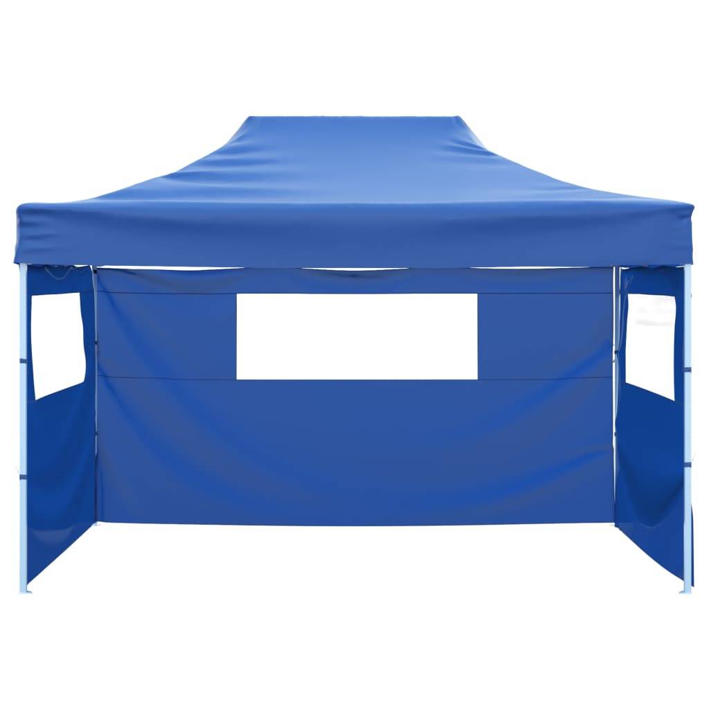 vidaXL Faltzelt mit 3 Seitenteilen 3x4,5 m Blau-2