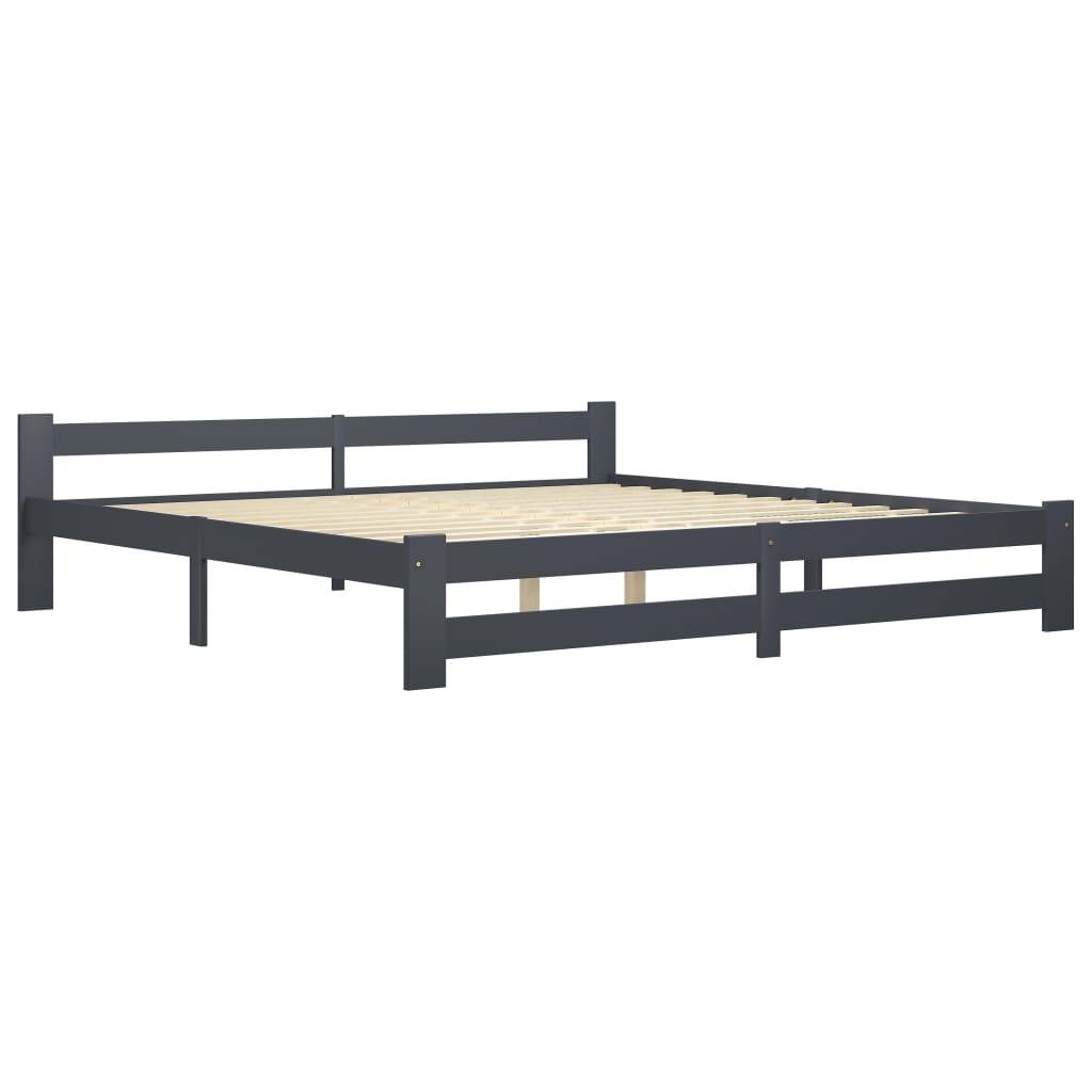 Bettgestell Dunkelgrau Massivholz Kiefer 200x200 cm-2