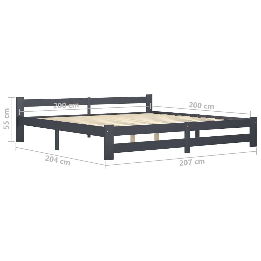 Bettgestell Dunkelgrau Massivholz Kiefer 200x200 cm-3