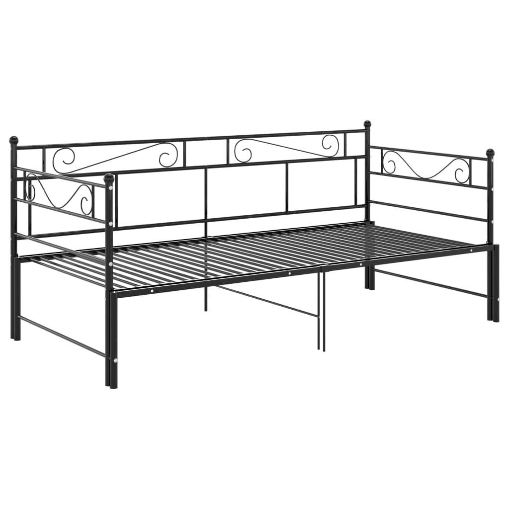 Ausziehsofa Bettgestell Schwarz Metall 90x200 cm-2