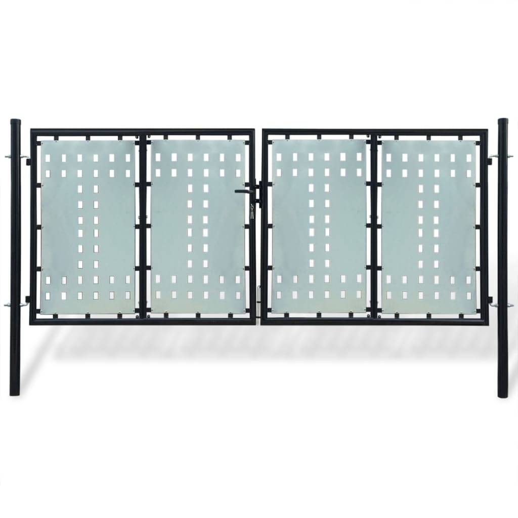 vidaXL Schwarzes Einzeltor für Zäune 300 x 125 cm-0