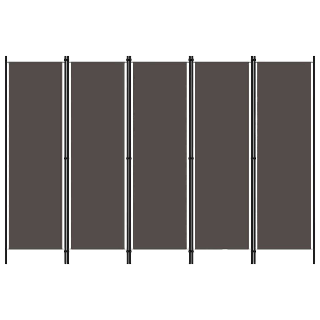 5-tlg. Raumteiler Anthrazit 250x180 cm-0