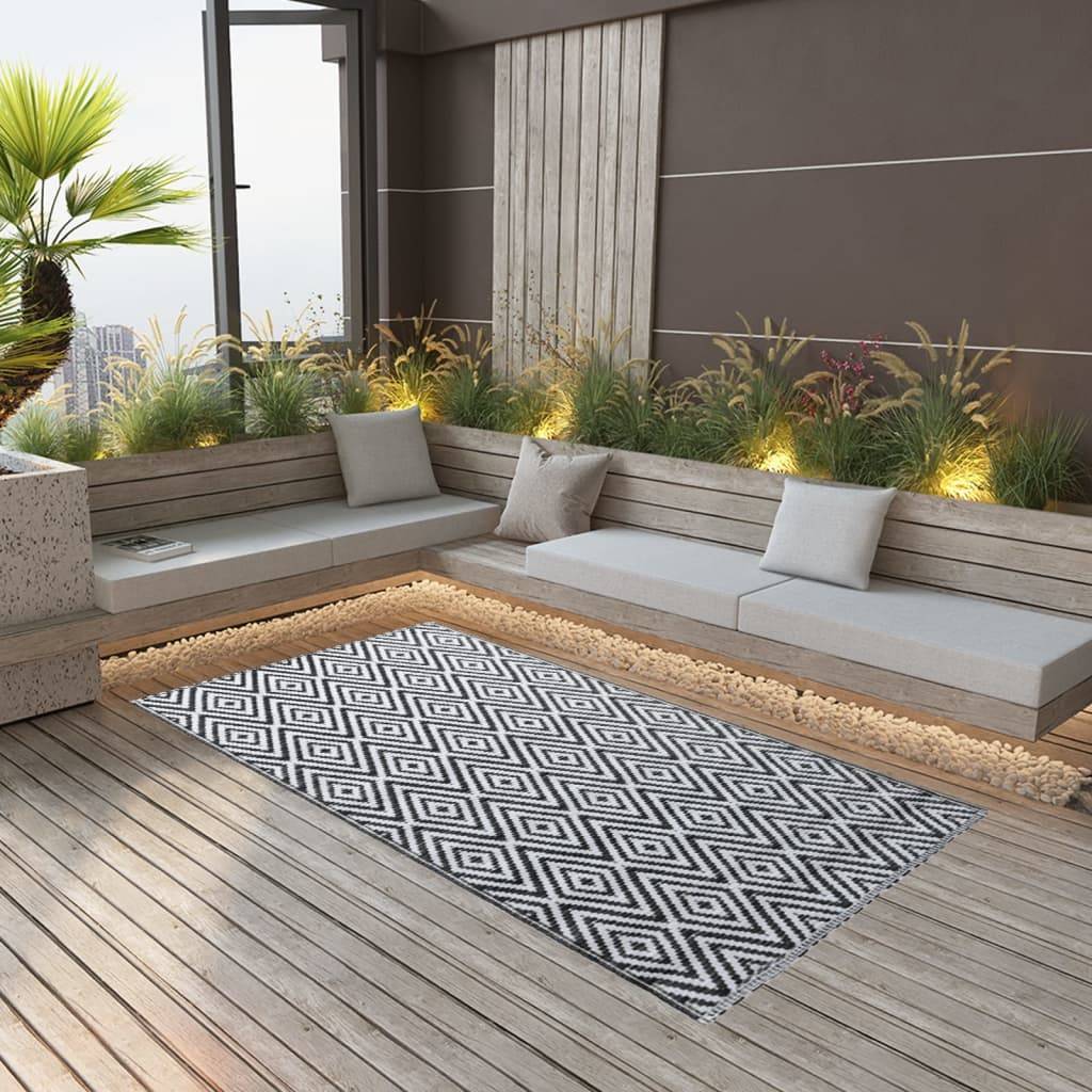 vidaXL Outdoor-Teppich ARAKIL Weiß und Schwarz 160x230 cm PP-1