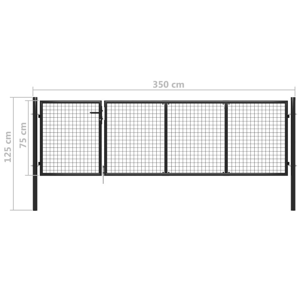 vidaXL Gartentor aus Stahl 350 x 75 cm Anthrazit-4