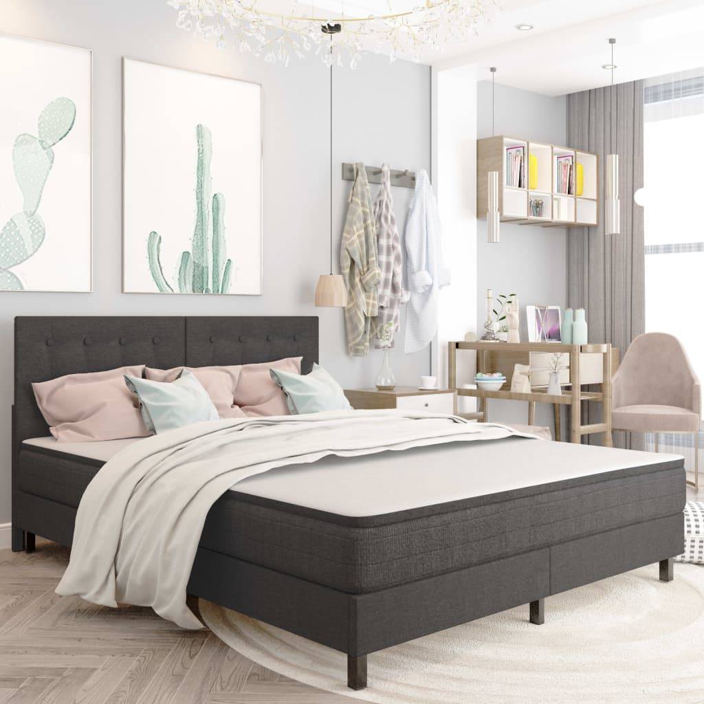 Boxspringbett Dunkelgrau Stoff 160x200 cm-1